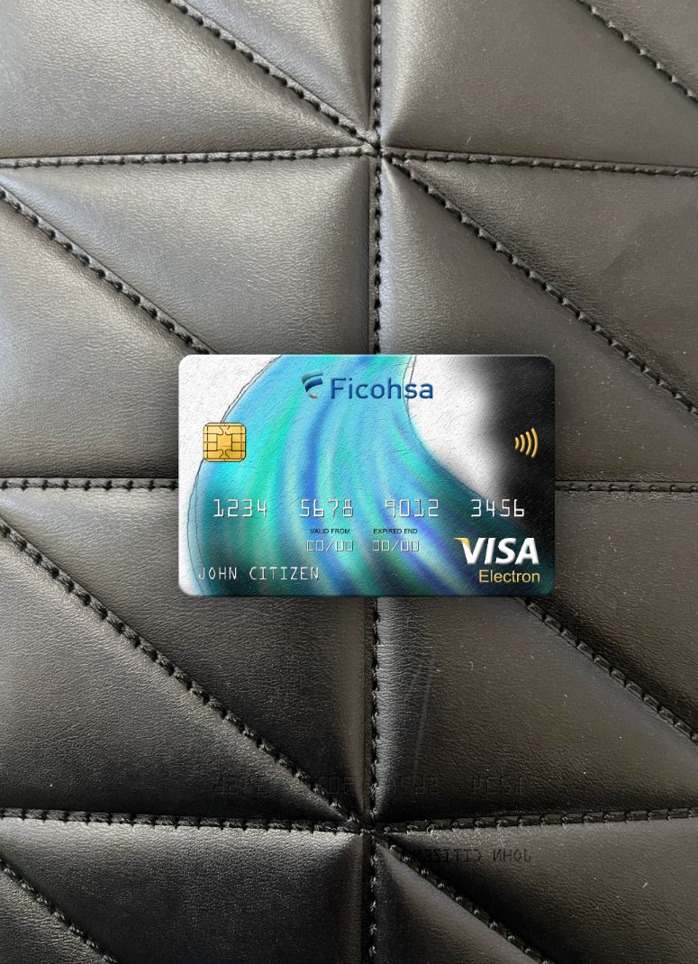 Download Nicaragua Banco Ficohsa bank visa electron card photolook front Photoshop template